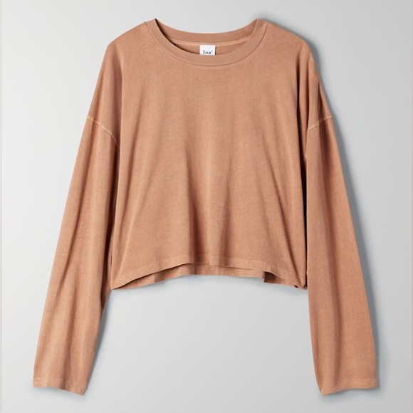 Aritzia Tops - Aritzia TNA Belleville Longsleeve Crop T Shirt Top Size XS Gold Honey Beige